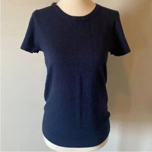 J Crew | NWT Sz XS Extra Small navy blue wool blend shirt sleeve sweater top